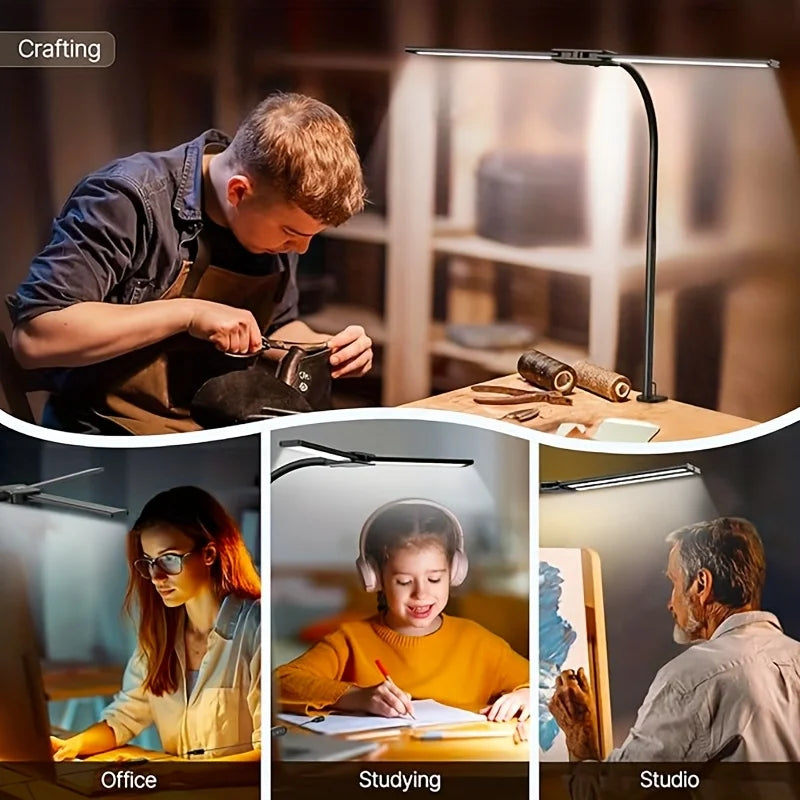 Dual-Head Dimmable LED Desk Lamp