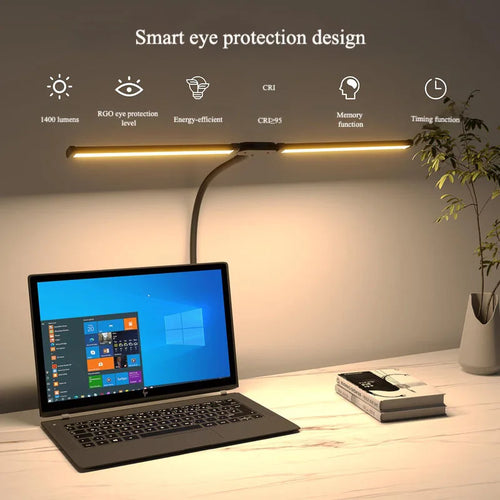 Dual-Head Dimmable LED Desk Lamp